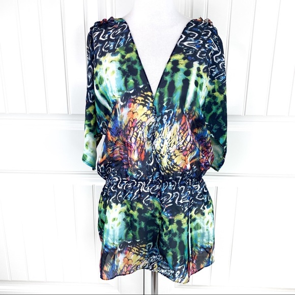 RACHEL Roy Tail Feathers Electric Swimsuit Coverup - Picture 2 of 8